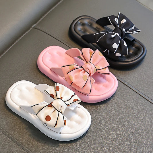 Summer Baby Girls Slippers Kids Soft Sole Comfortable Antiskid Toddler Princess Slide Sandals with Bow Beach Shoes