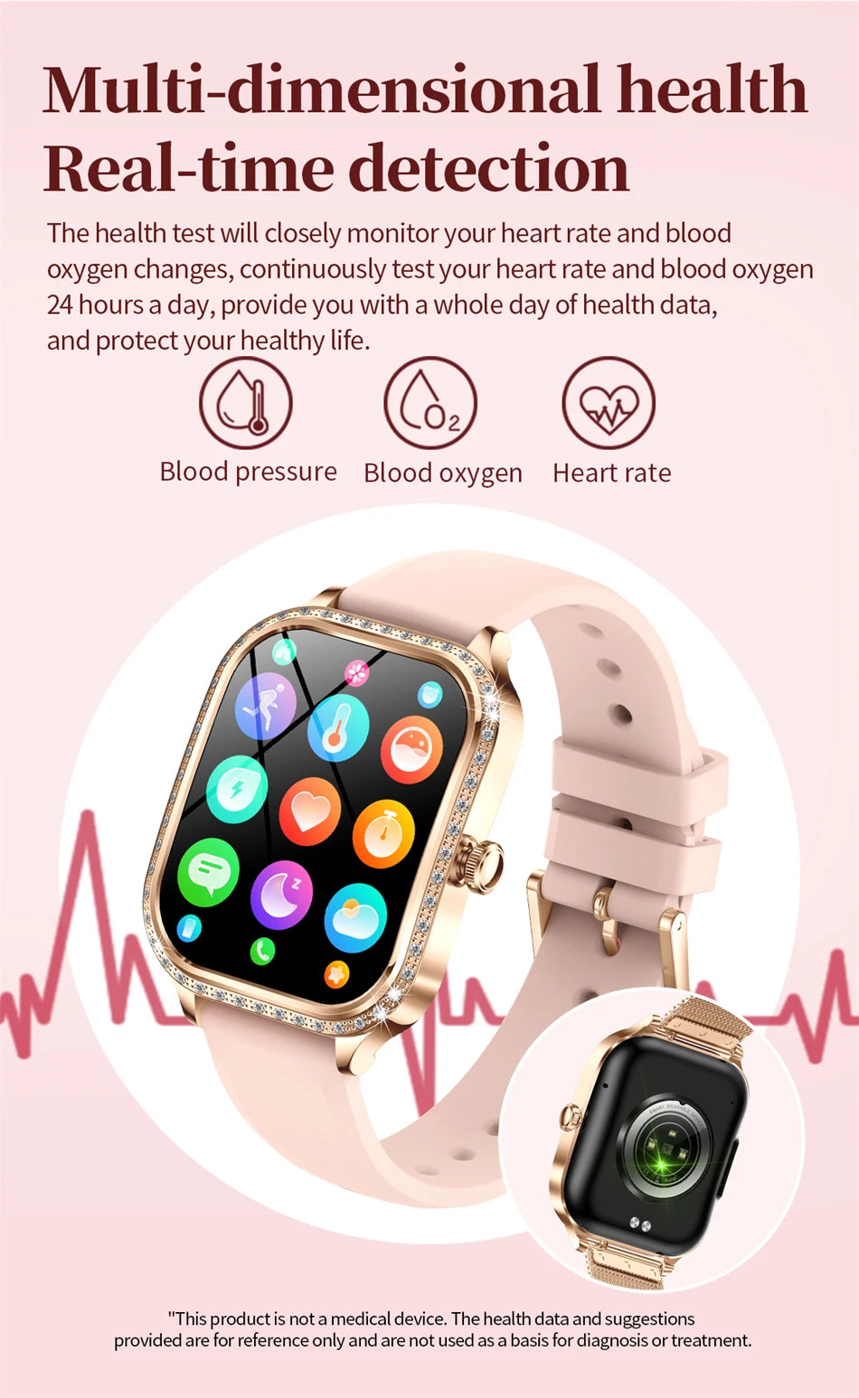 New Luxury Smart Watch Women 1.75" HD Display Heart Rate Sport Fitness IP68 Waterproof Bluetooth Call Smartwatch For Lady Gift