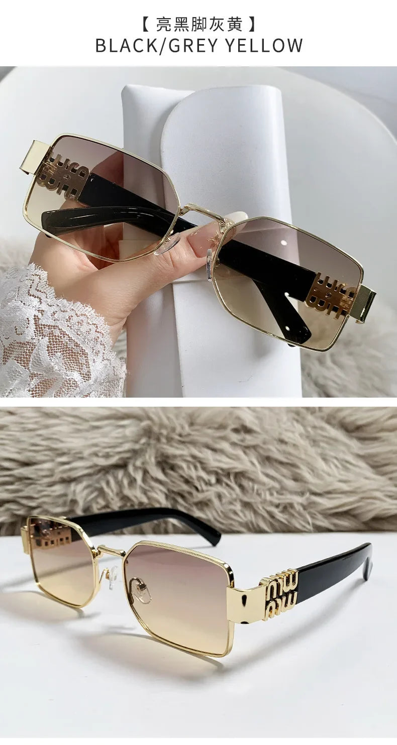 New Fashion Metal Box Women's Sunglasses High Quality High Sense Trend Street Sun Glasses Girls Sunshade Glasses UV400