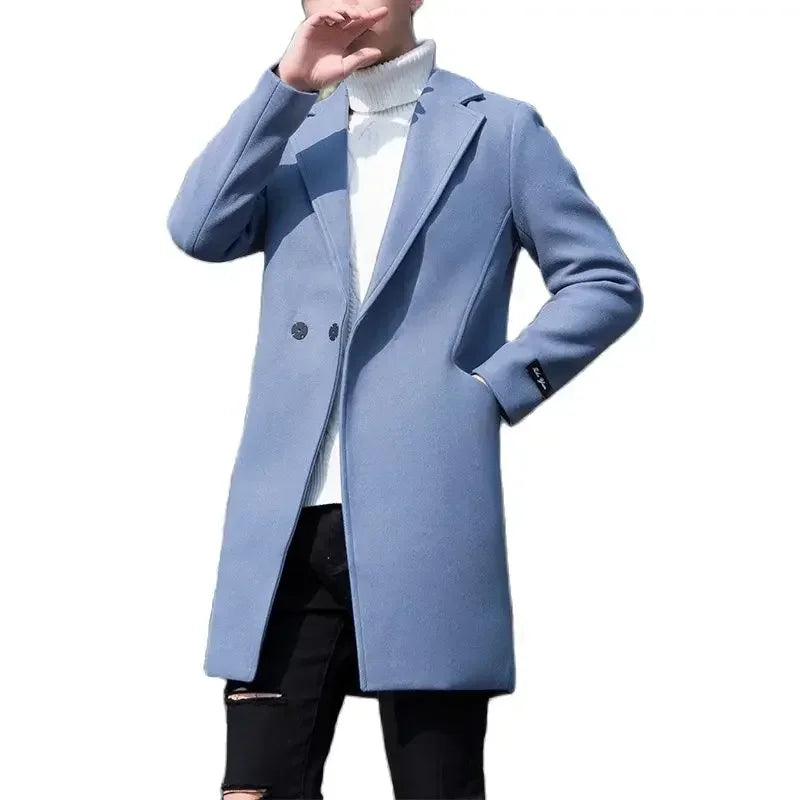 Men's Loose Solid Color Tooling Long Section Trench Jacket / Male Army Green