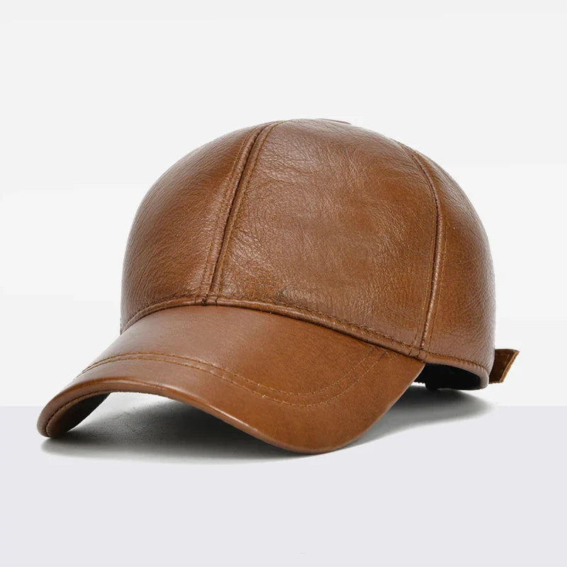 2026 Adjustable Men's Genuine Cowhide Leather Baseball Cap for Fall Winter Outdoor Sports Hat Men Real Cowhide Leather Caps