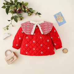 Winter Girls Sweet Cotton Clothes Children's Wear Snowflake Quilted