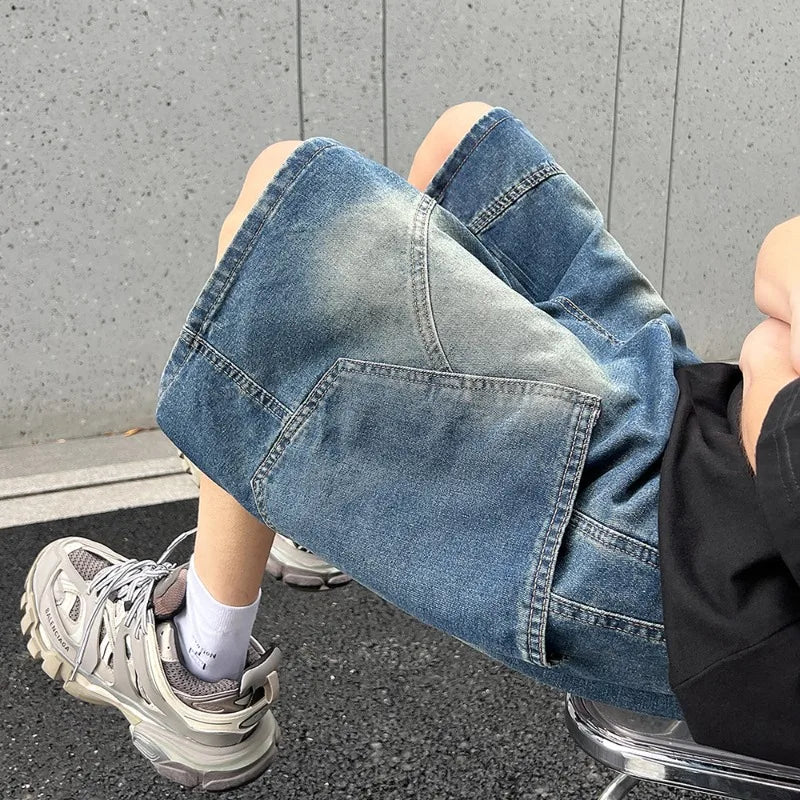 Baggy Denim Shorts Fashion Casual Straight Harajuku Jeans
