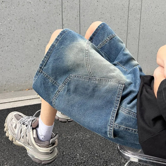 Baggy Denim Shorts Fashion Casual Straight Harajuku Jeans