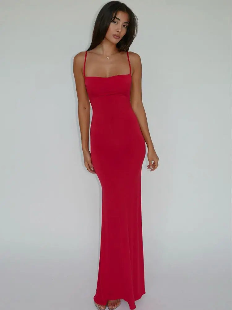 Draped Backless Sleeveless Slip Maxi Dress for Women Elegant Summer