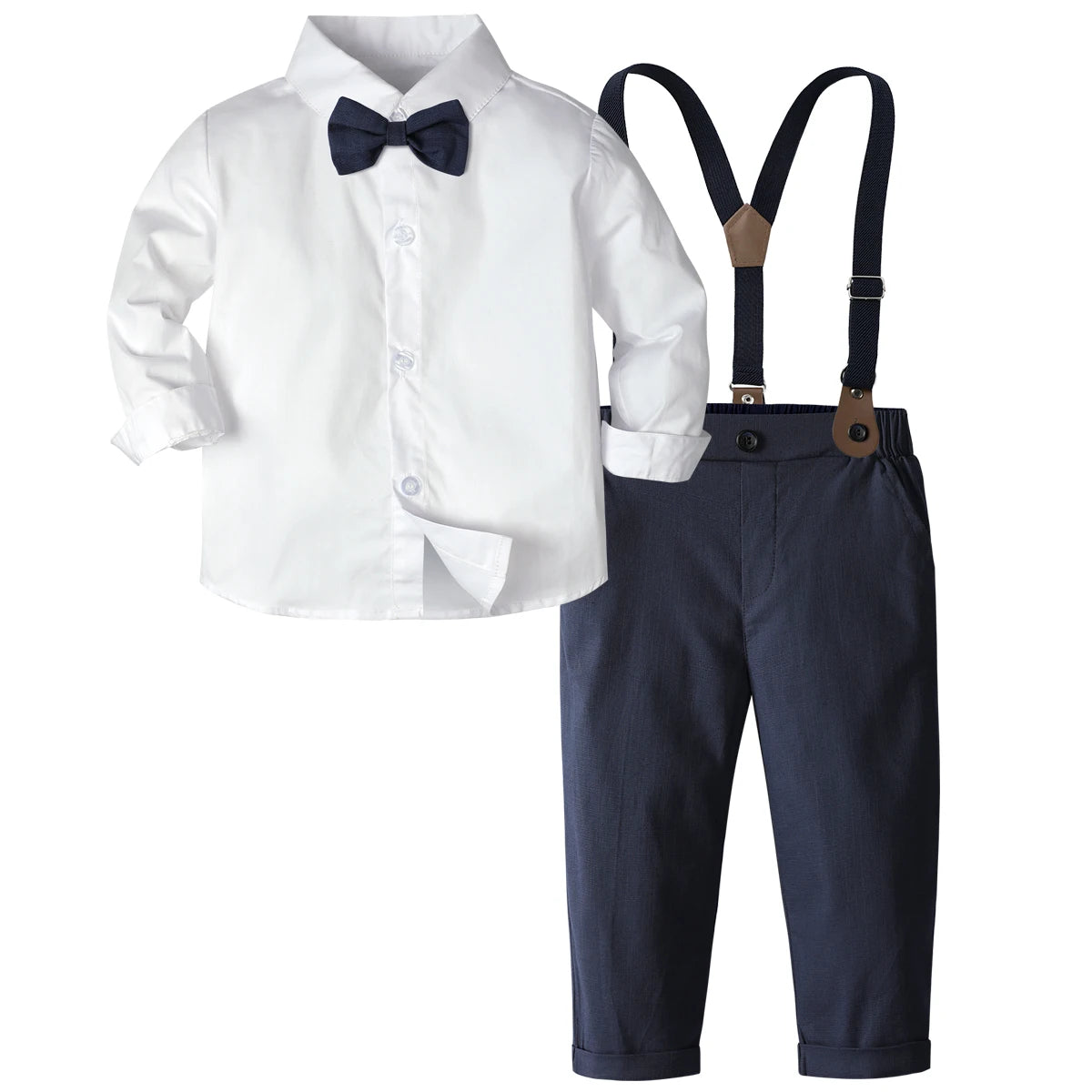 Suspenders Outfits Baby Boys Formal Clothing Sets Wedding Ring Bearer Clothes Kids Plaid Solid Suit Toddler Birthday Pants Set