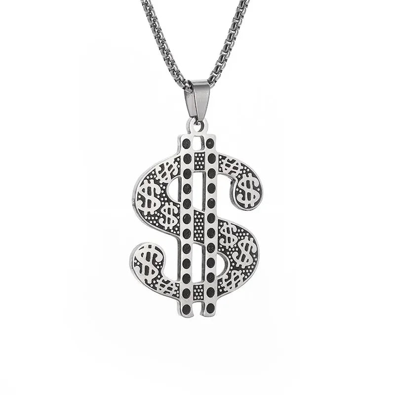 Stainless Steel 100 Dollar Bill Pendant Necklace for Men Women Fashion Lucky Wealth Jewelry Exquisite Gift