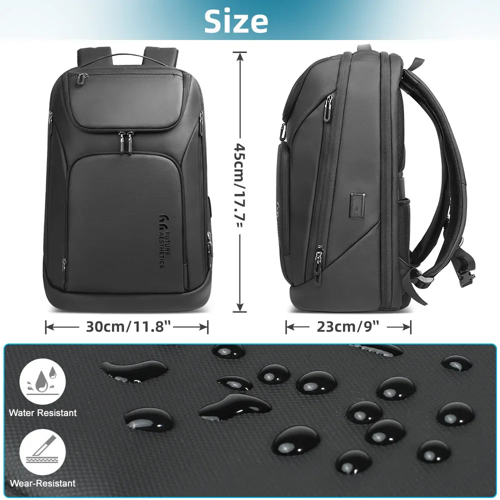 Heroic Knight Business Backpack for Men Waterproof Travel 17.3" Laptop Backpack  High Capacity Multifunctional Pack USB Charging