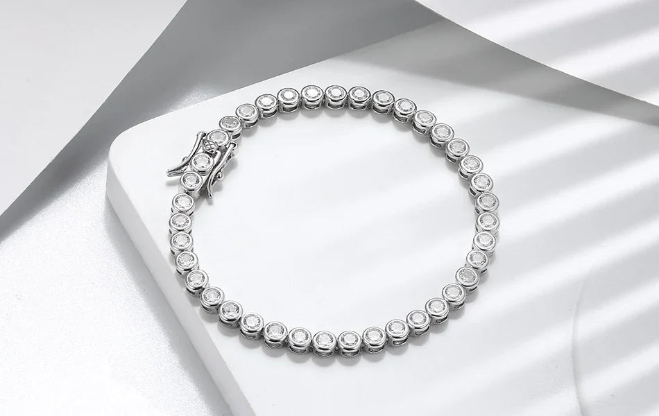 ORSA JEWELS Authentic 925 Sterling Silver Tennis Chain Bracelet Moulding Process Hanmade High-end Hand Chain for Man Woman SB128