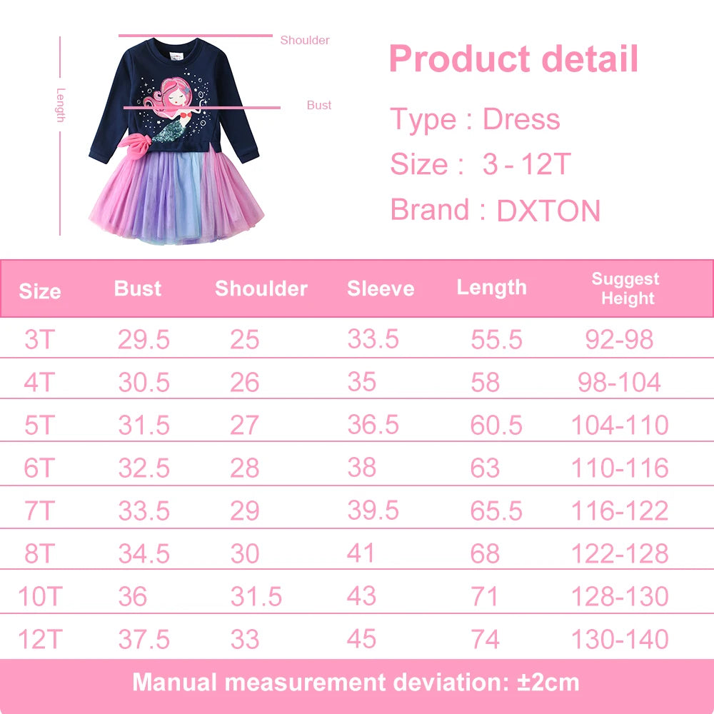 Children Sweater Dress For Girls Mermaid Patchwork Princess Tutu Dress