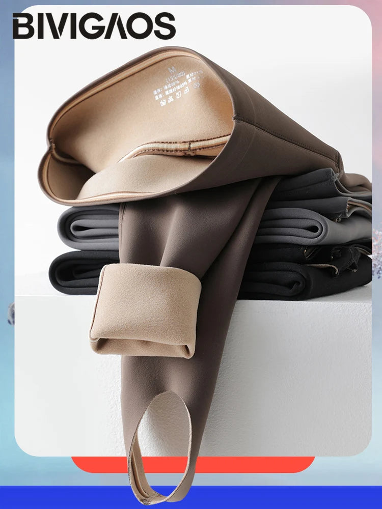 Autumn Winter Rabbit Fleece Thicken Boots Leggings Women