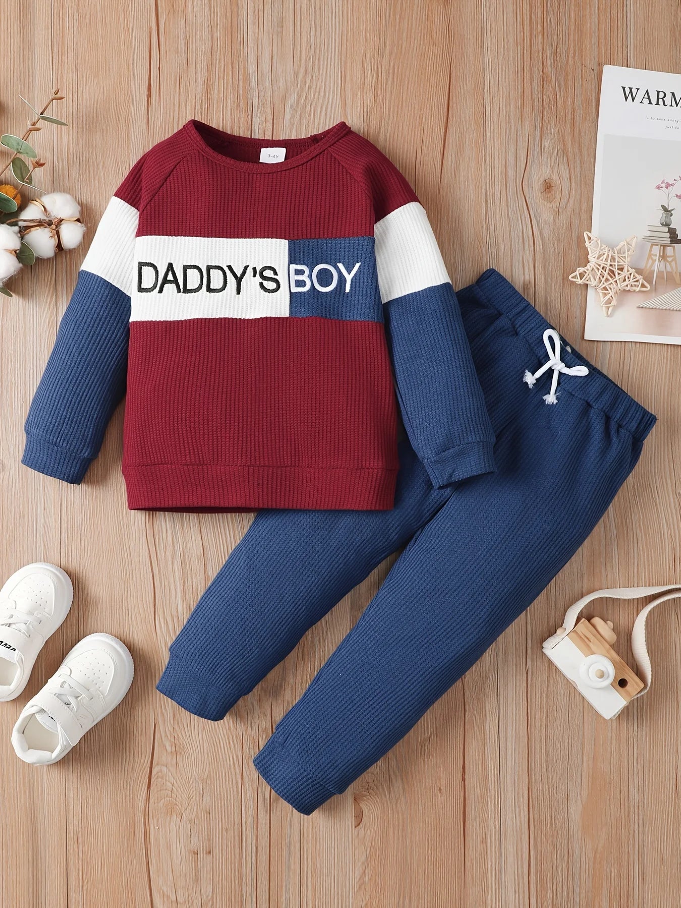 Winter Newborn Infant Baby Boy Long Sleeve Knitted    Soft  Waffle  Letter Casual Fashion Baby Clothing