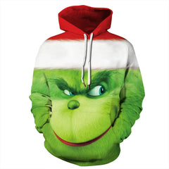 Christmas Fashion Print Loose Men'S And Women'S Thin Hooded Sweater