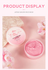 Japan Sakura Clay Mask Deep Cleansing Brightening Skin Mud Korean Face Mask Oil Control Shrink Pores Skin Care 80g