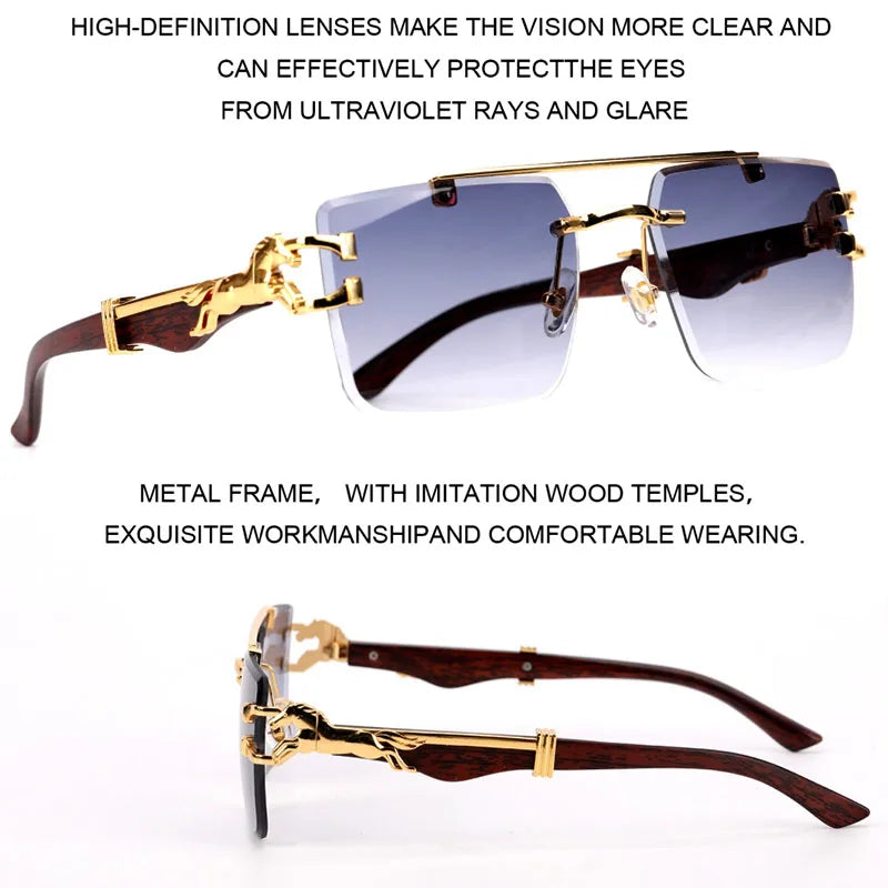 Sunglasses Women Square Rimless Sunglasses For Men Vintage