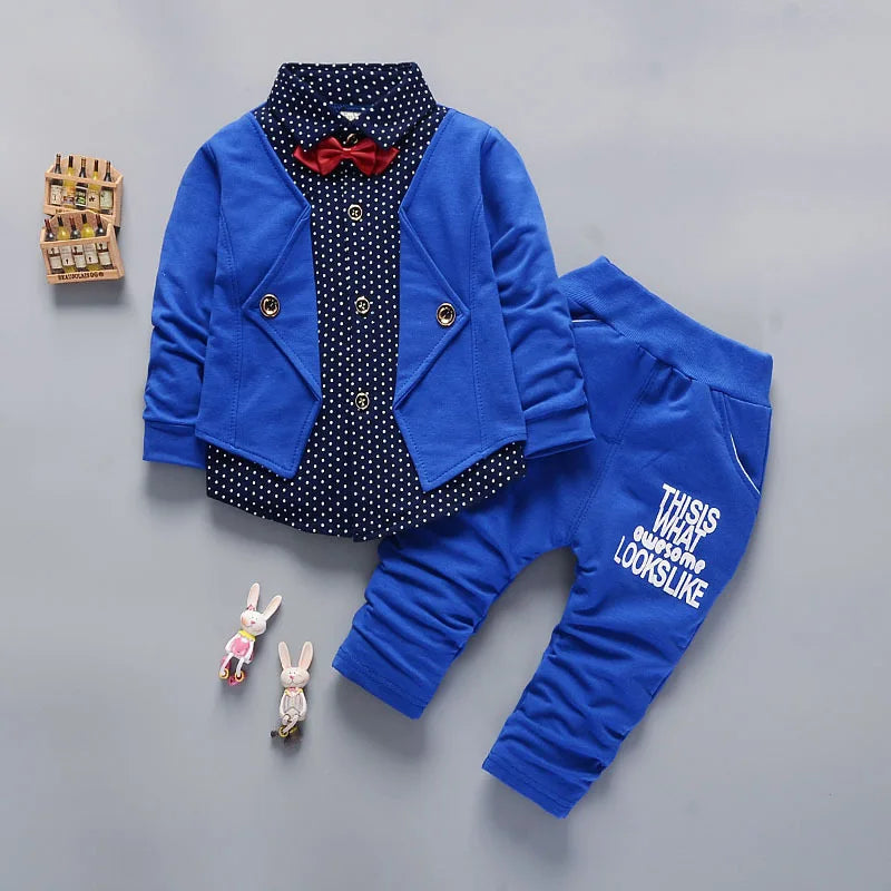 Kid Boy Clothes Gentleman Boy Outfit Children Clothing Long Sleeve Shirt+Pant 2Pcs/Set Baby Outerwear Infant Tracksuit A1274