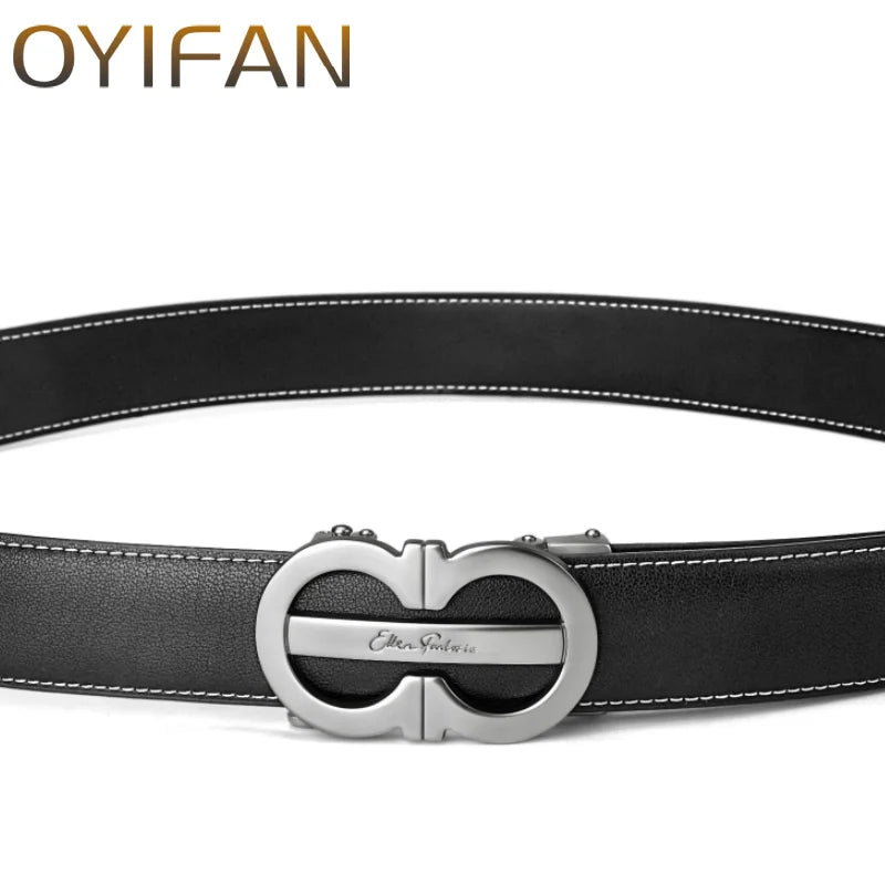 OYIFAN Fashion Men's Belt Automatic Belt Cowhide Genuine Leather Automatic Buckle,Designer Belts,Business Casual Belts for Men