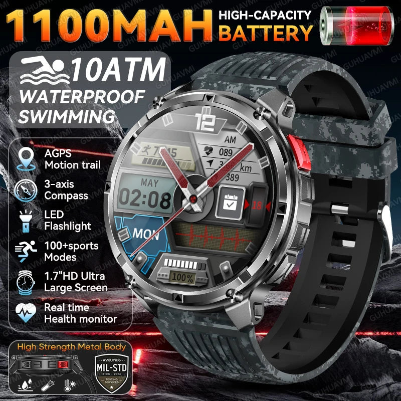 2026 New T-Rex3 Pro GPS Tracker Smartwatch Men 120-Day Standby 1100mAh Clock Rugged Outdoor Sport 10ATM Waterproof Call Watches