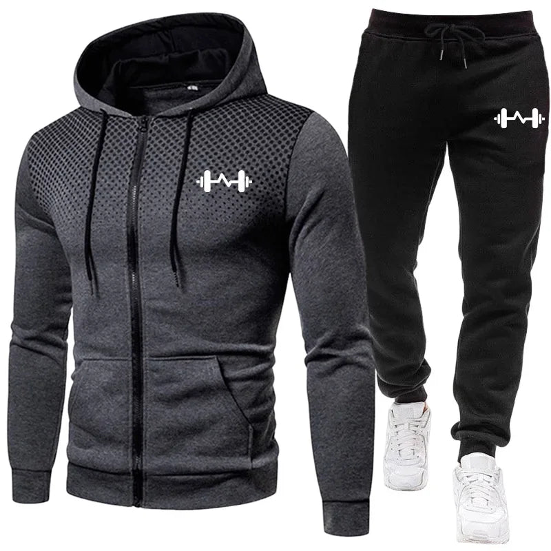 2025 New Arrival Men's Set Hoodie + Sweatpants Autumn Winter Daily Casual Sporty Jogging Suit Zipper Male Sweatshirt Outfit