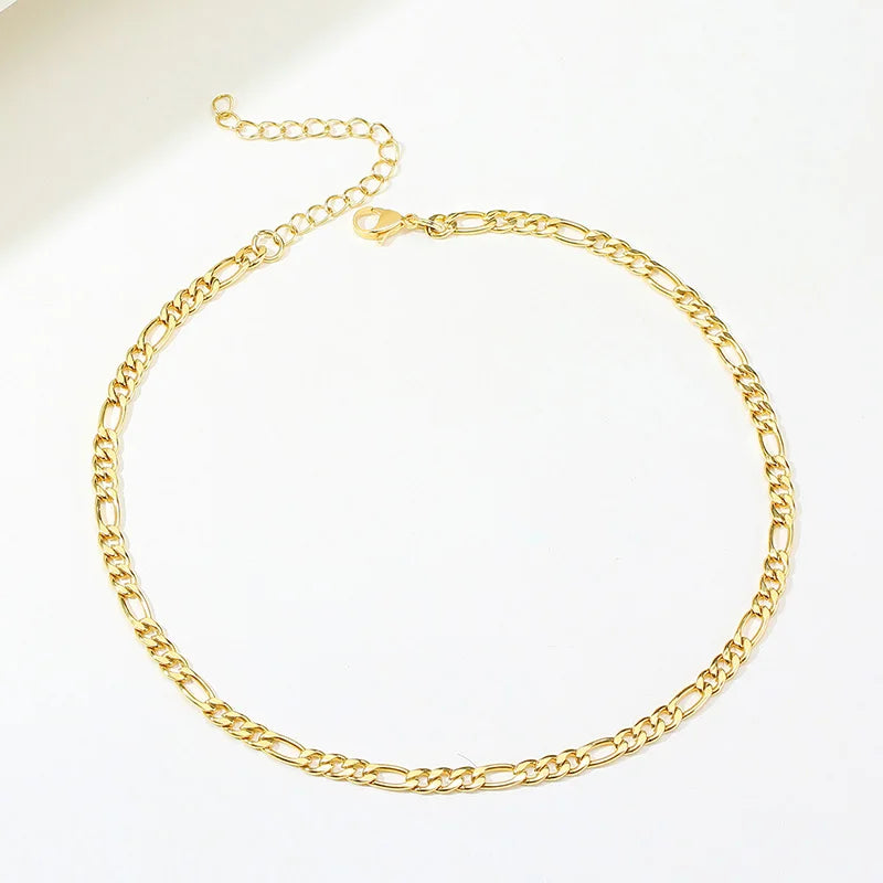 Chain Necklace Stainless Steel Link Gold Color Choker Necklace Layered Women