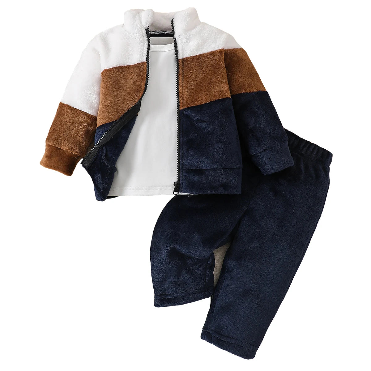 3pcs Baby Clothes Set for Boys Infant Snowsuits Fleece Jacket Pants+T-Shirt Outfits Casual Playwear Winter