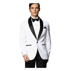 Blazer One Piece White Jacket Black Shawl Lapel One Button Slim Fit Elegant