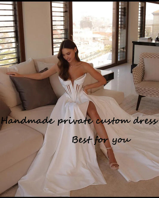 White Bridesmaid Dresses: Wedding Dresses for Bride Corset A Line Bridal Gown