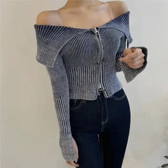 Women Hotsweet Solid Color Knitting Long Sleeve Slim Cardigans