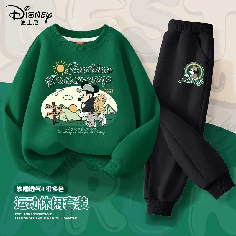 Autumn Baby Girl Boy Clothes Set Children Disney Mickey Printing Sweatshirt Top and Pants Bottom 2 Pcs Suit Cotton Tracksuit