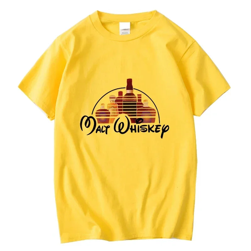 Summer Men's T-shirt 100% Cotton Funny Malt Whiskey Print Summer Loose O-neck Cool T Shirt for Men Short Sleeve T-shirt Male Tee