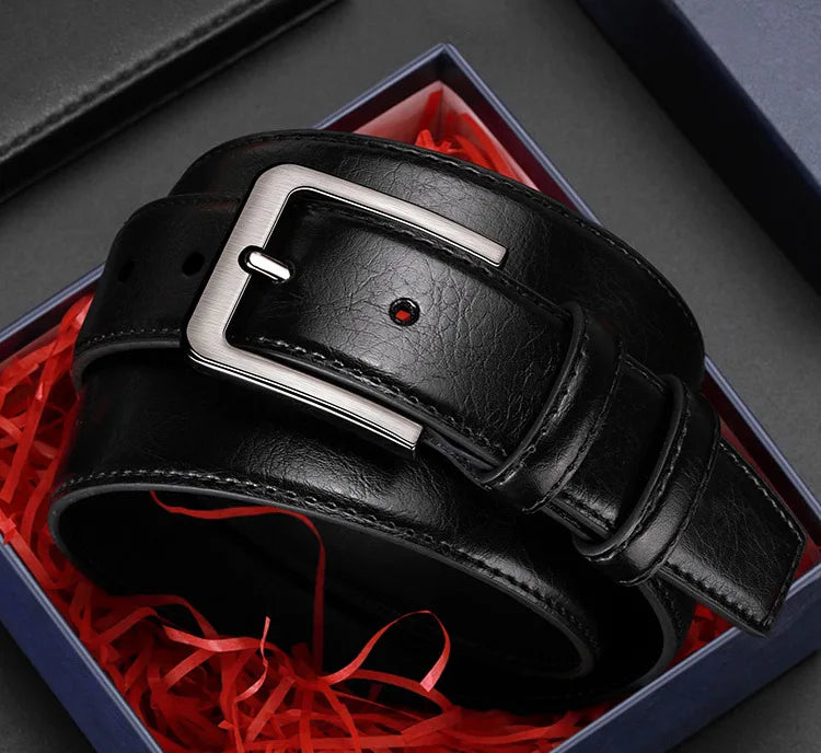 High-quality genuine leather men's belt with buckle, casual and business belt, masculine design, fashion novelty 2