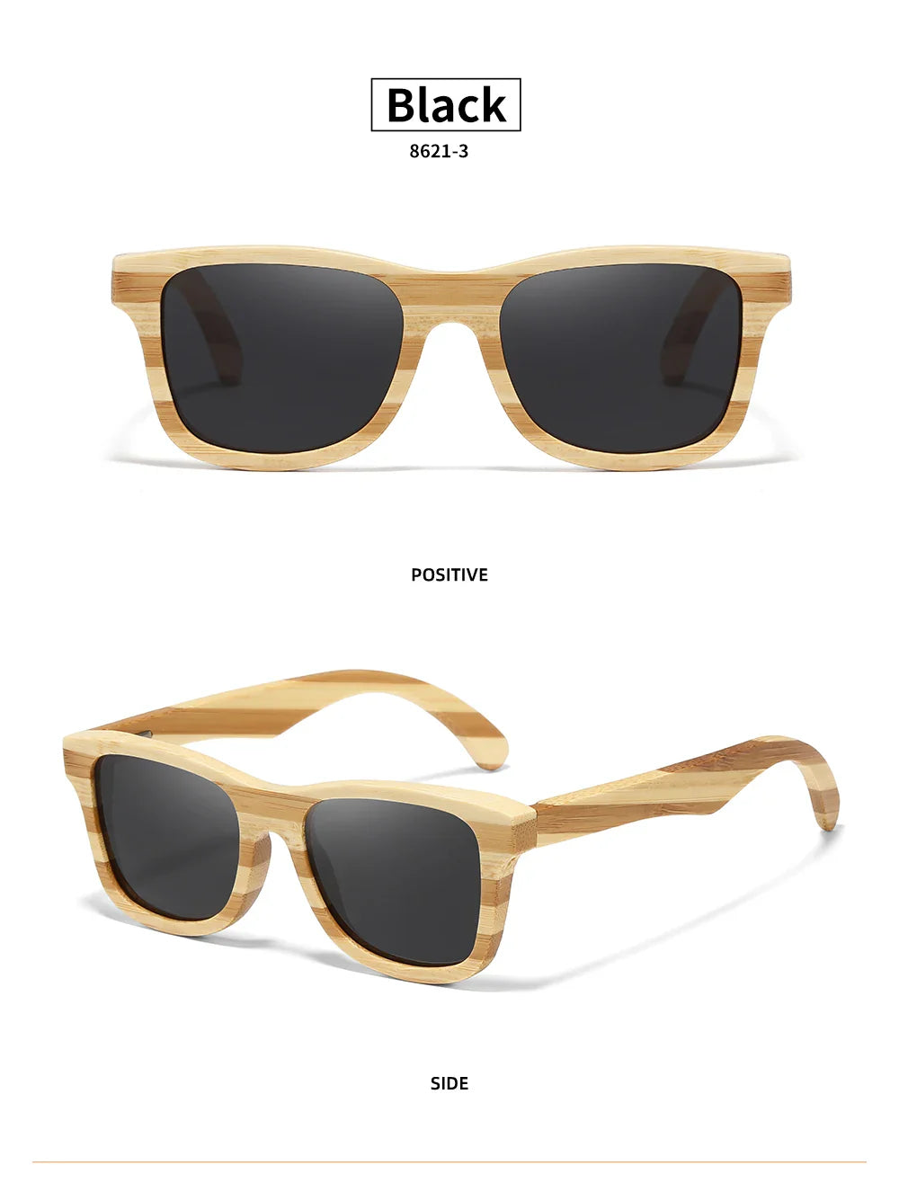 GM Natural Zebra bamboo adult sunglasses Manual polarized glasses Mirror coated lens Glasses Gift box 8621C