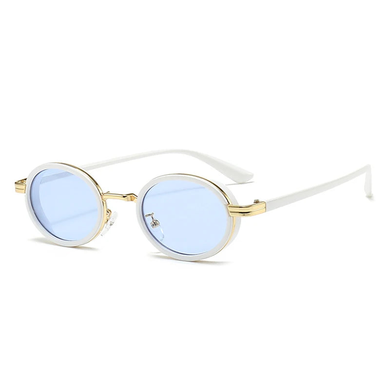 Men Sunglasses Vintage Semi-Metal Women Gradient Shades UV400 Blue