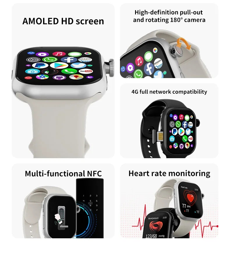 VP19 Pro Android Touch ID 5G Smartwatch 1580Mah Battery Smartwatch With 800W Pull-out Camera Free Download APP WIFI GPS Amoled