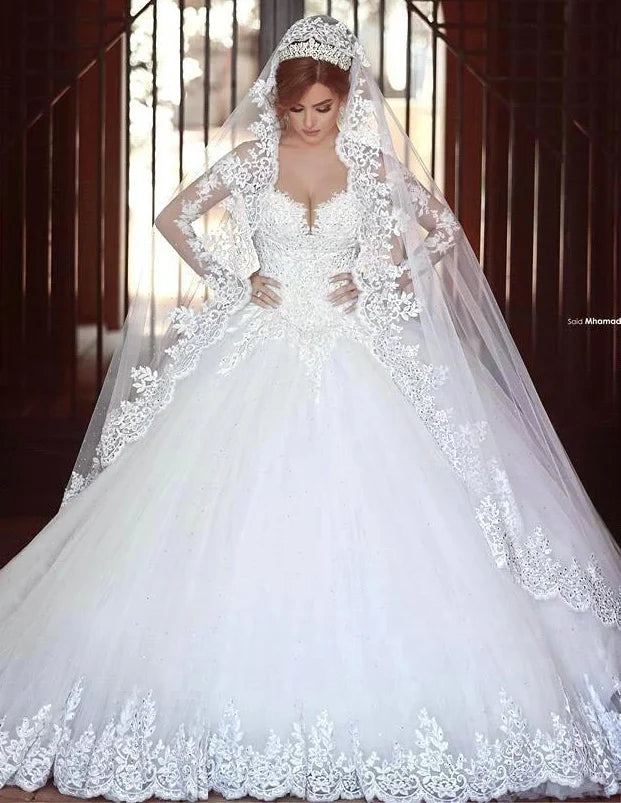 White Bridesmaid Dresses: Lace Wedding Dress Ball Gown Princess Bridal Wedding