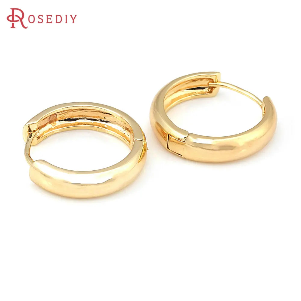 6PCS 14MM 16MM 18MM 23MM 25MM 30MM 18K Gold Color Brass Round Circle Loop Earrings Hoops Jewelry Making Supplies Accessories