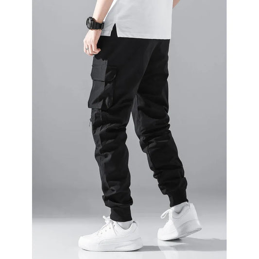 Men Zip Detail Flap Pocket Side Drawstring Waist Cargo Pants