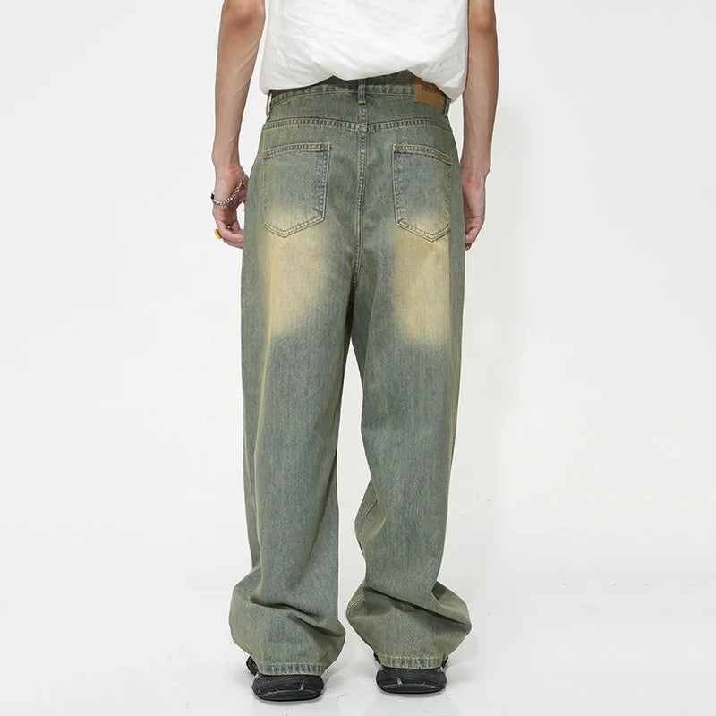 Men's Baggy Jeans Autumn Wearproof Straight Tube Denim Pants Fashion