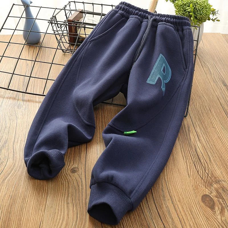 Boys Autumn Sets Children's Clothes Suit Winter Thickened Warm Outfits New Kids Letter Sweatshirt Pants 2 Piece Teen Sportswear