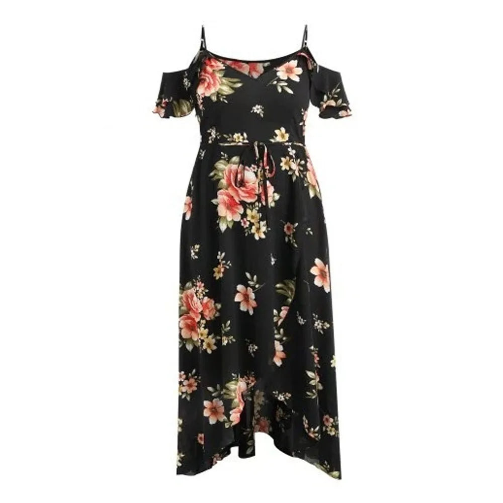 Large Size 2024 Summer Dress for Women Plus Size Beach Vacation Sexy Camisole Floral Skirt Oversized Bohemian Casual Mini Dresse