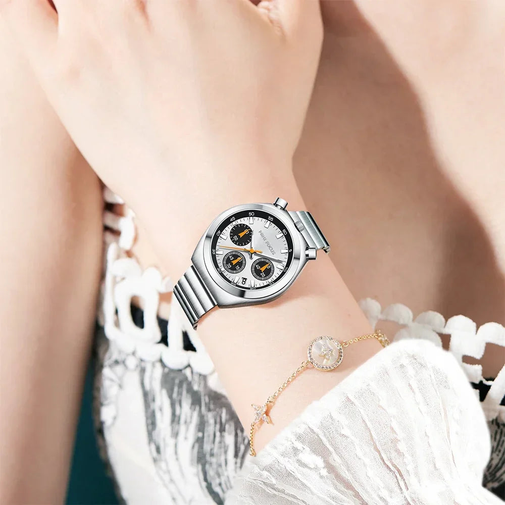 MINI FOCUS Multifunctional Panda Watch for Women Stainless Steel Casual Fashion Ladies Waterproof Quartz WristWatch Girl Gift