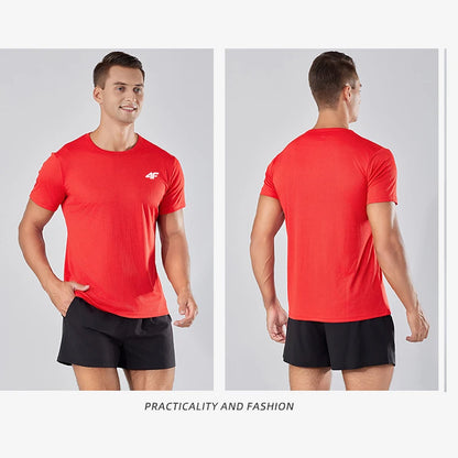 Men's Summer Exercise Trainning T-shirt High Quality Breathable Quick Dry Short Sleeved Top Marathon Gym Fitness Basketball Tees