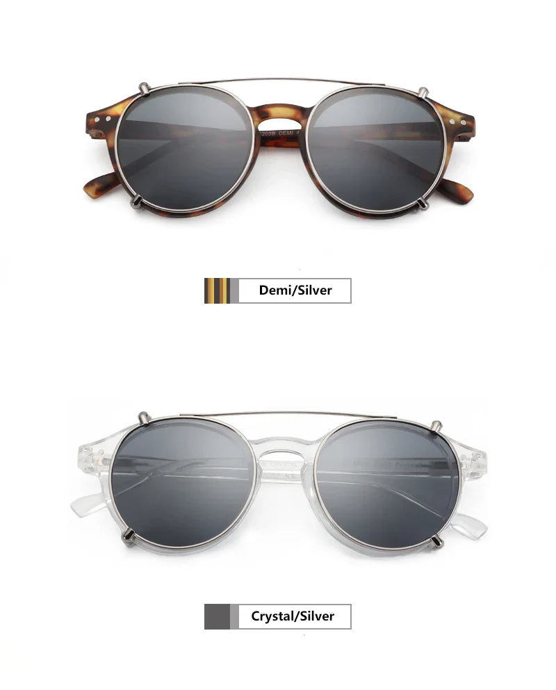 ZENOTTIC Steampunk Style Glasses (Anti Blue Light Blocking Eyewear) + Clip Lenses（Polarized Sunglasses Clips）for Women Men