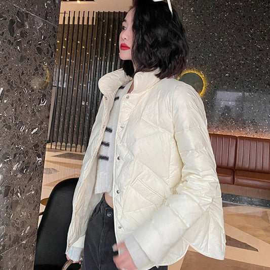 Fashion Women Puffer Jackets Ultra Light Duck Down Cotton Jacket
