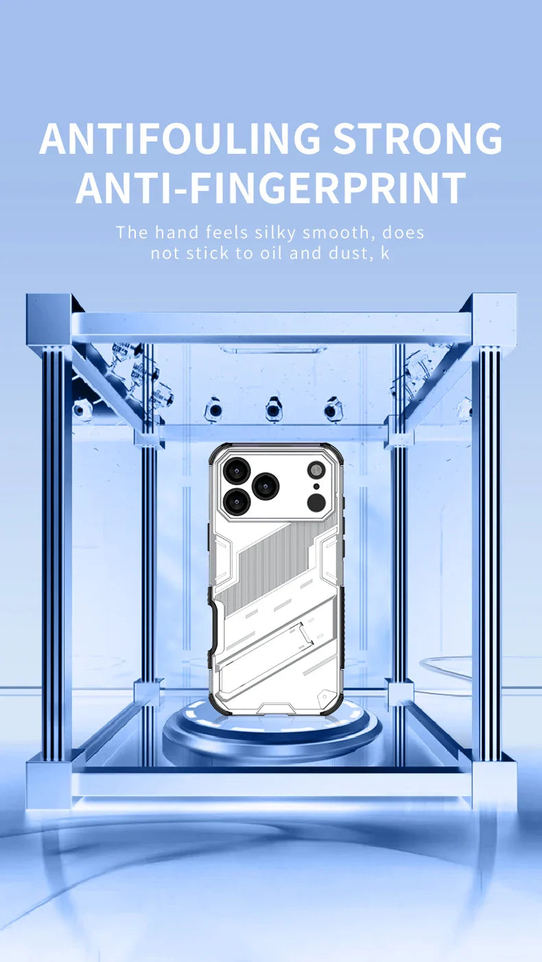 Solid Armor Cyber Shockproof Phone Case For iPhone 17 Pro Max 17 AIR With Stand Holder Cover Protective Shell