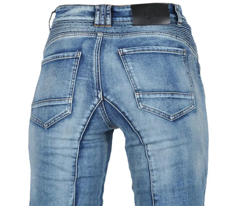 Womens zipper pants Motorcycle jeans Men's high elastic motorcycle riding rider pants