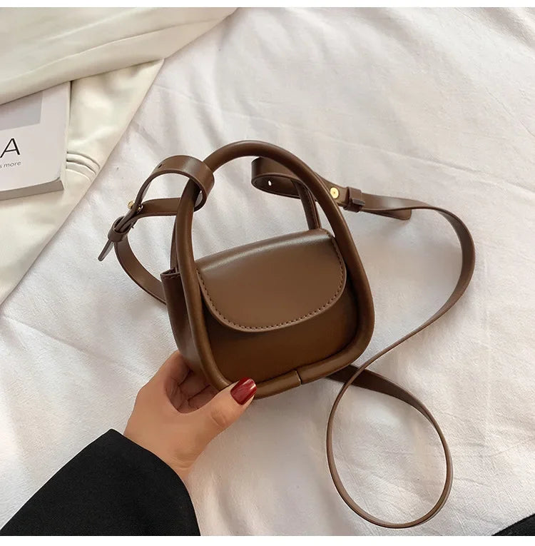 Fashion Designer Mini Shoulder Bags Solid Color Black Brown Pu Leather