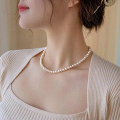 Vintage Elegant Jewelry Simple White Pearl Chain Choker Necklace for Women