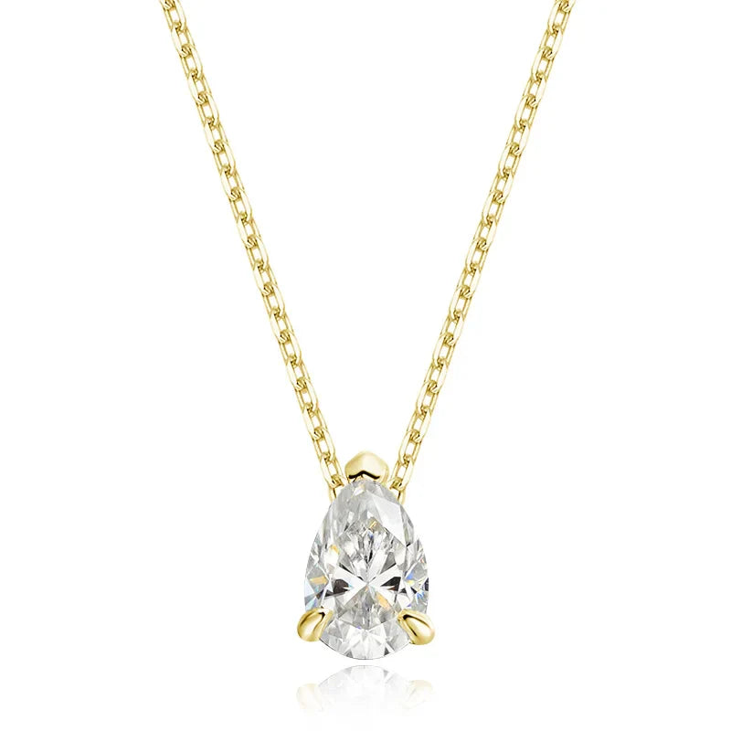 Smyoue Certified 1CT 2CT Pear Cut D VVS1 Moissanite Necklace for Women 18k Gold Plated Jewelry 100%  Sterling Silver 925 Pendant