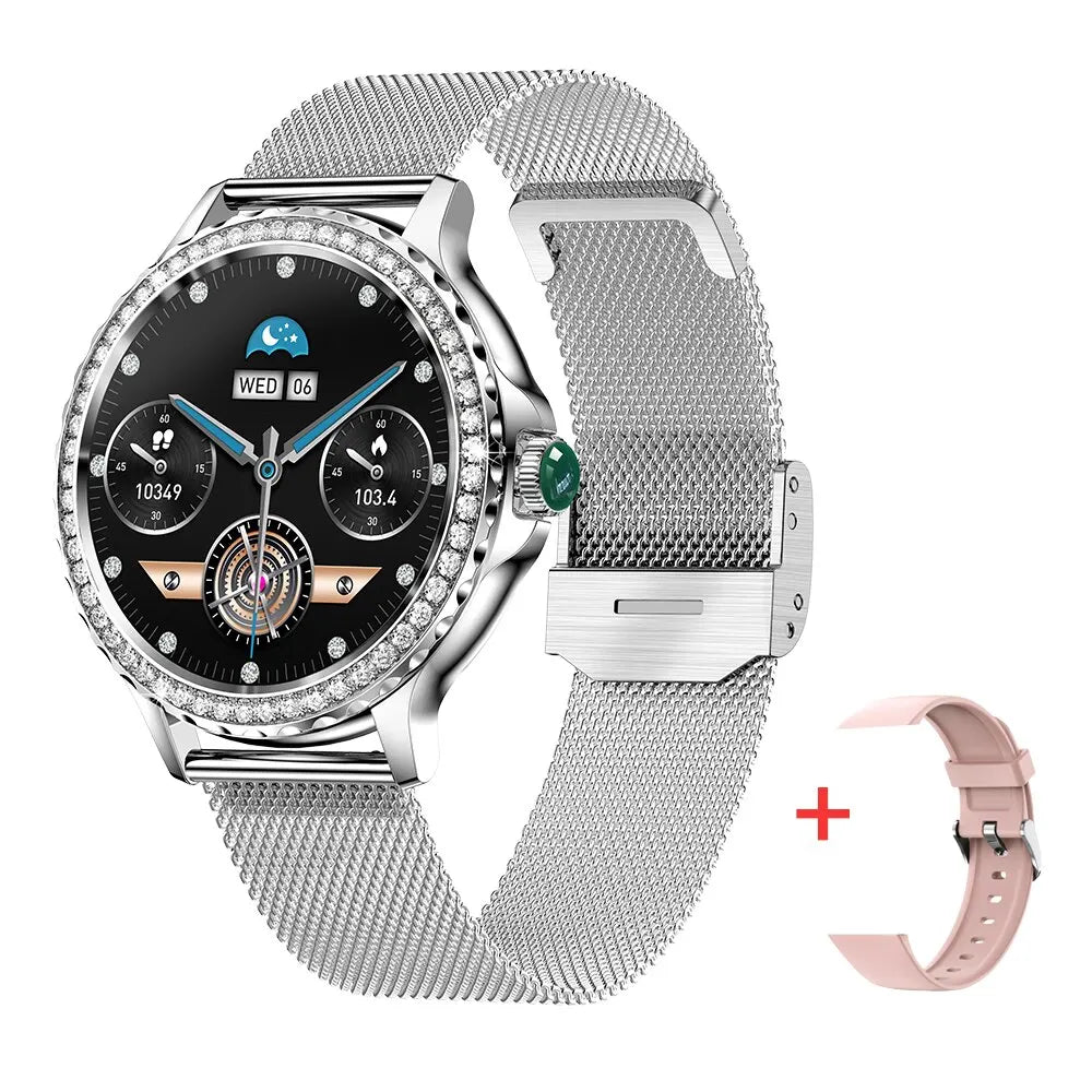 MEVADEN Rose Gold Smart Watch Bluetooth Call Lady 100+ Sports Mode Fitness Health Monitor Women Smartwatch for IOS Android NX19